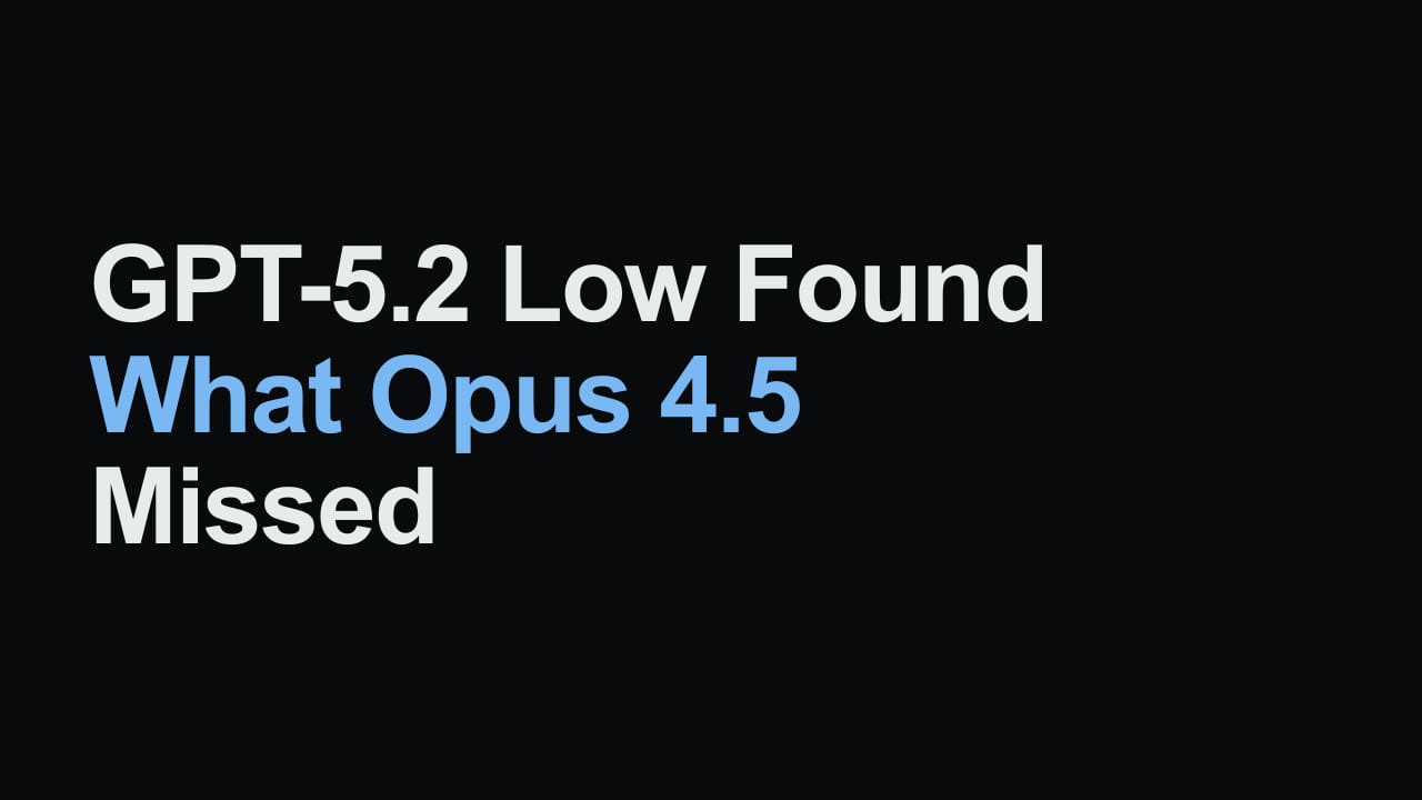 Title card reading: GPT-5.2 Low Found What Opus 4.5 Missed