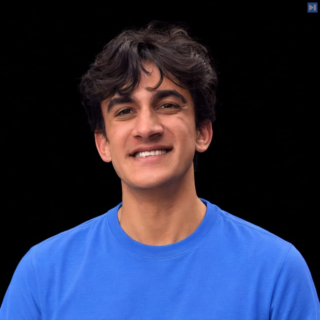 Head-and-shoulders portrait of Abhi Arya against a black background.