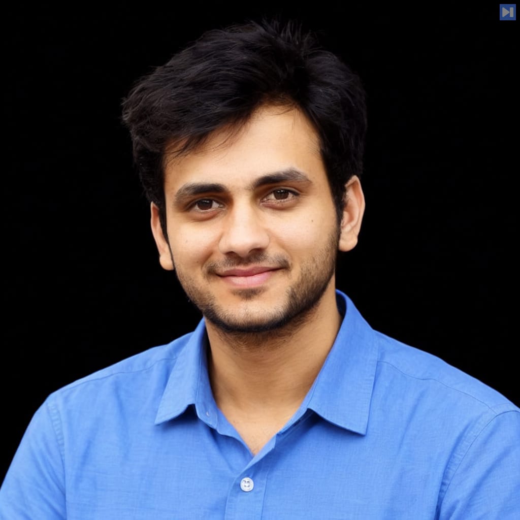 Head-and-shoulders portrait of Akshay Sharma against a black background.