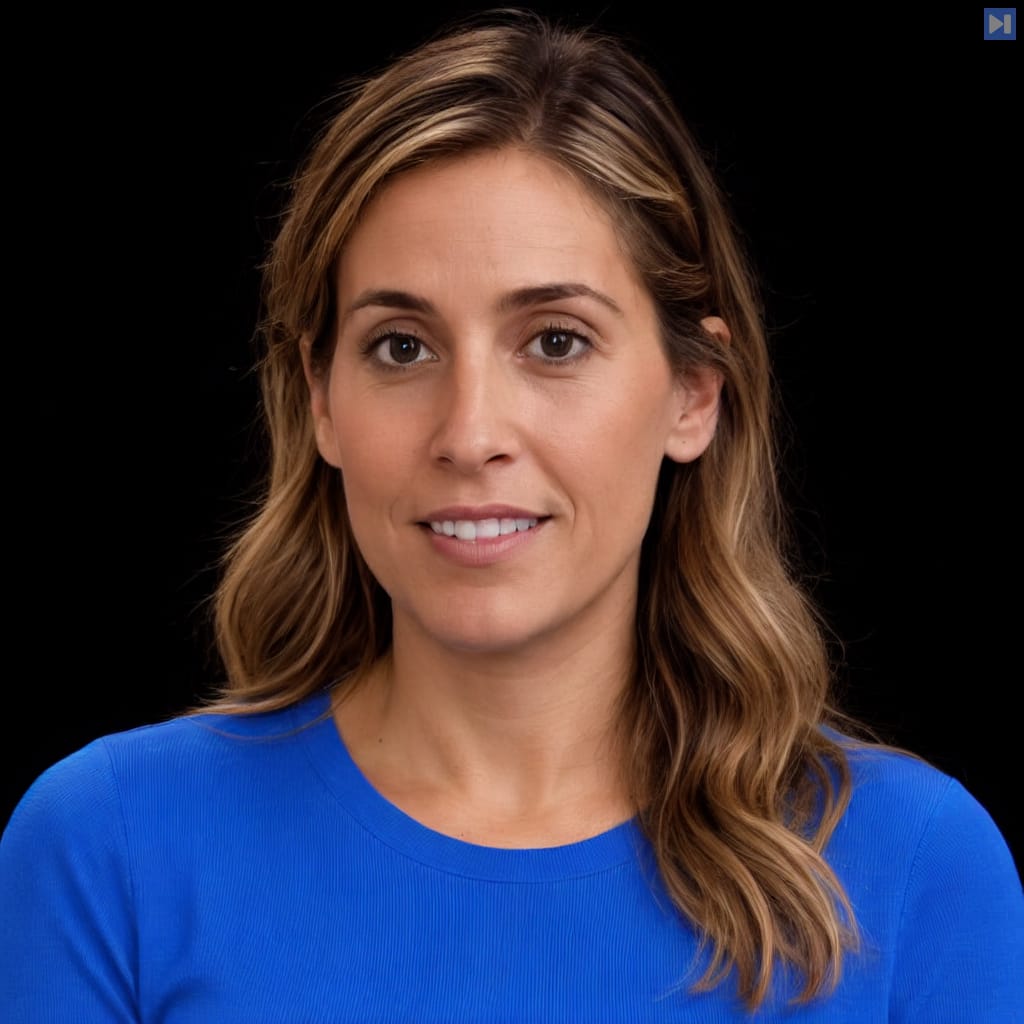 Head-and-shoulders portrait of Carolyn Reston against a black background.