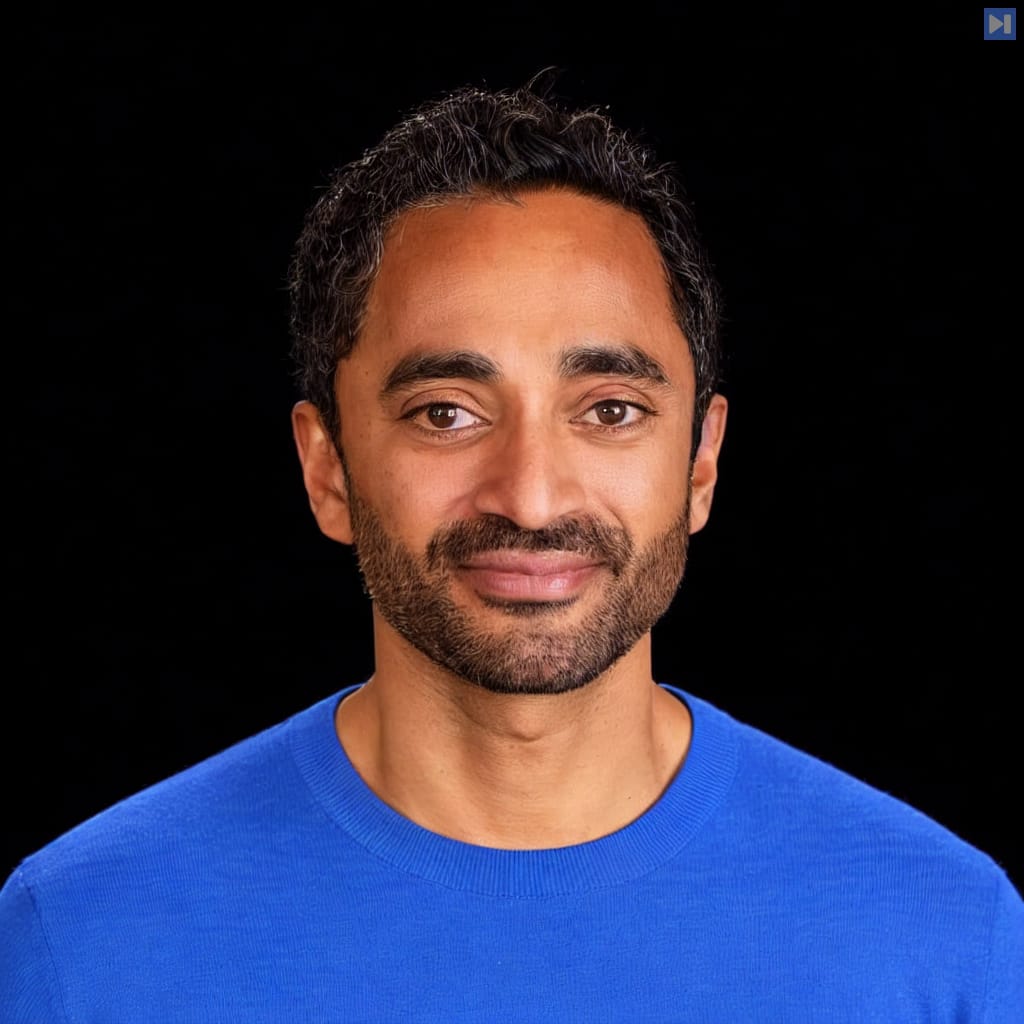 Head-and-shoulders portrait of Chamath Palihapitiya against a black background.