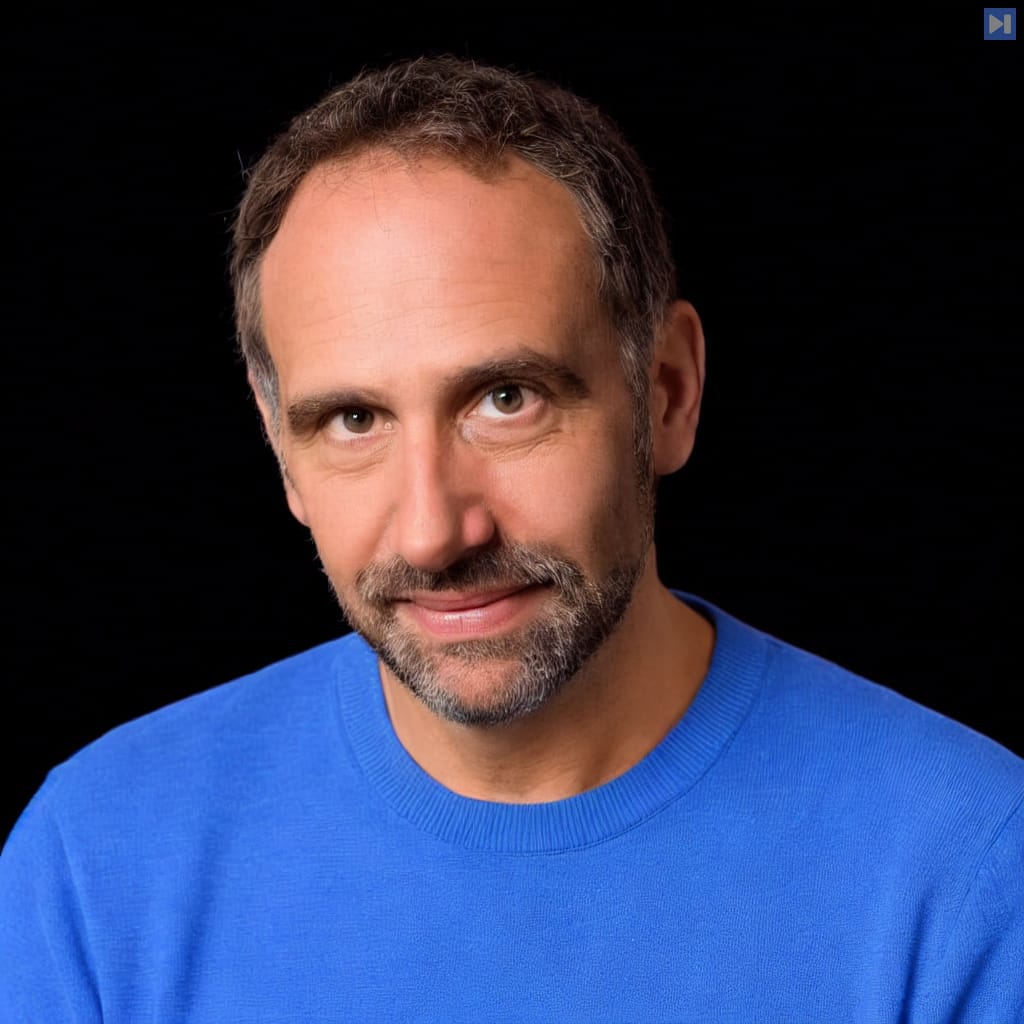 Head-and-shoulders portrait of Dean Baker against a black background.