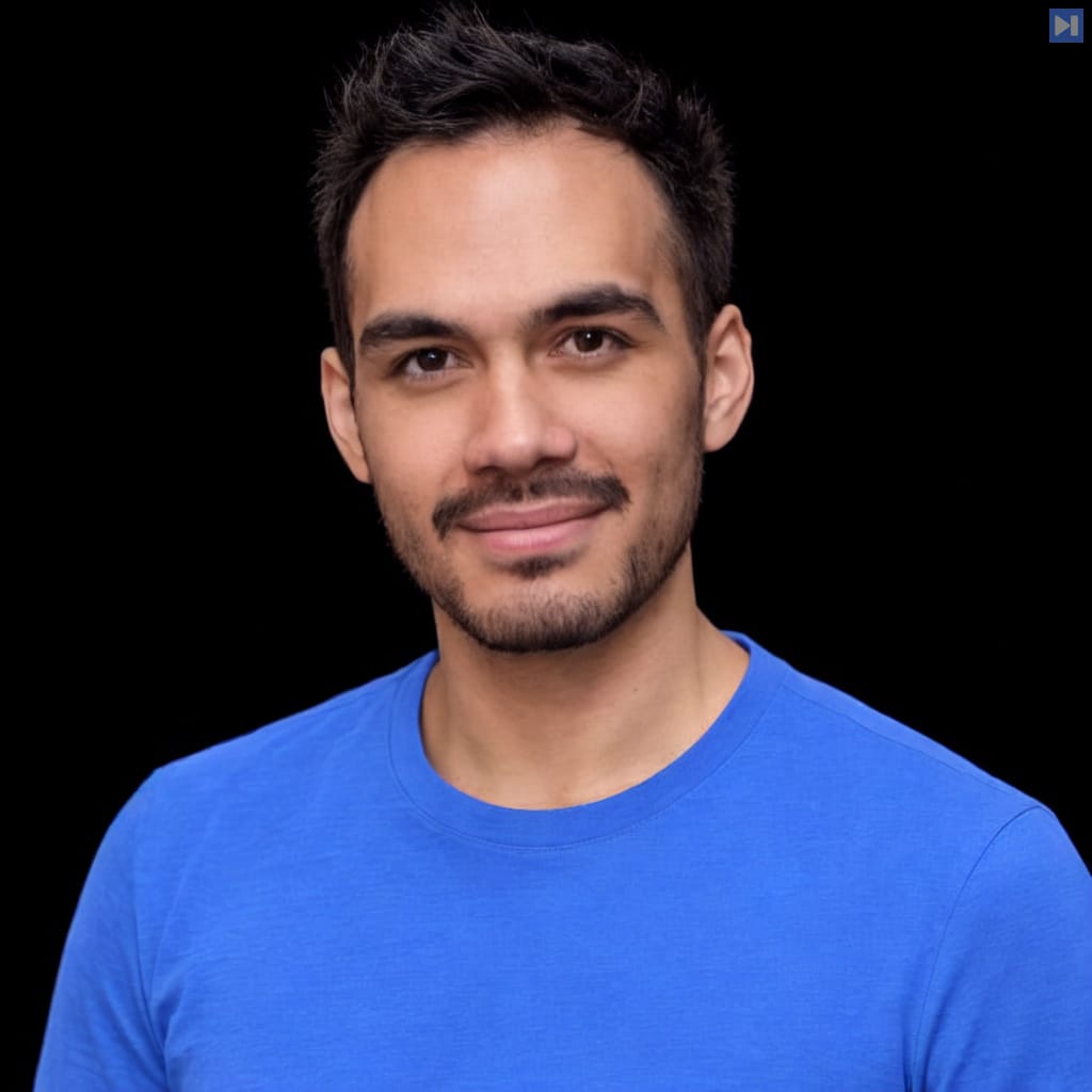 Head-and-shoulders portrait of Diogo Almeida against a black background.