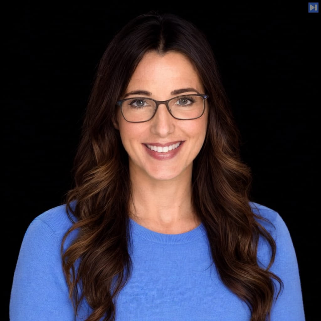 Head-and-shoulders portrait of Emily Sands against a black background.