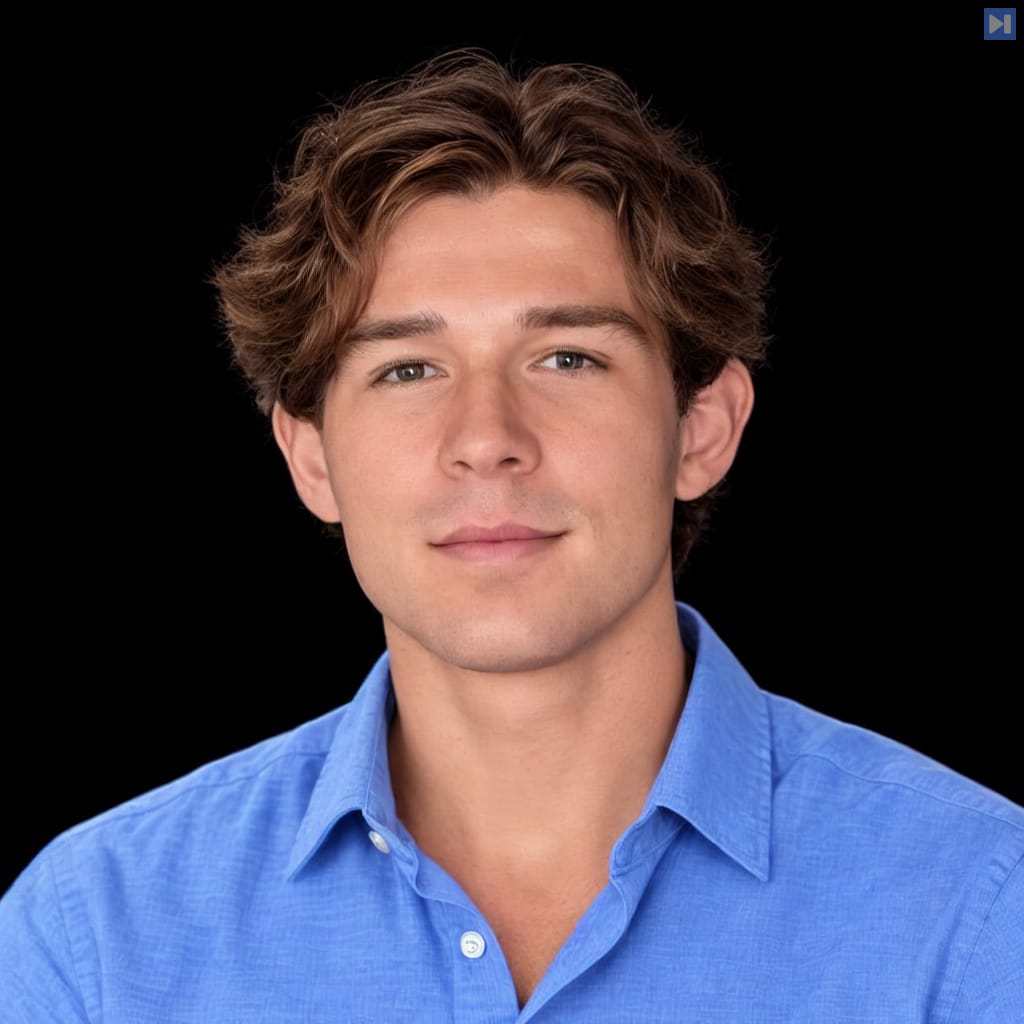 Head-and-shoulders portrait of Ethan Elasky against a black background.