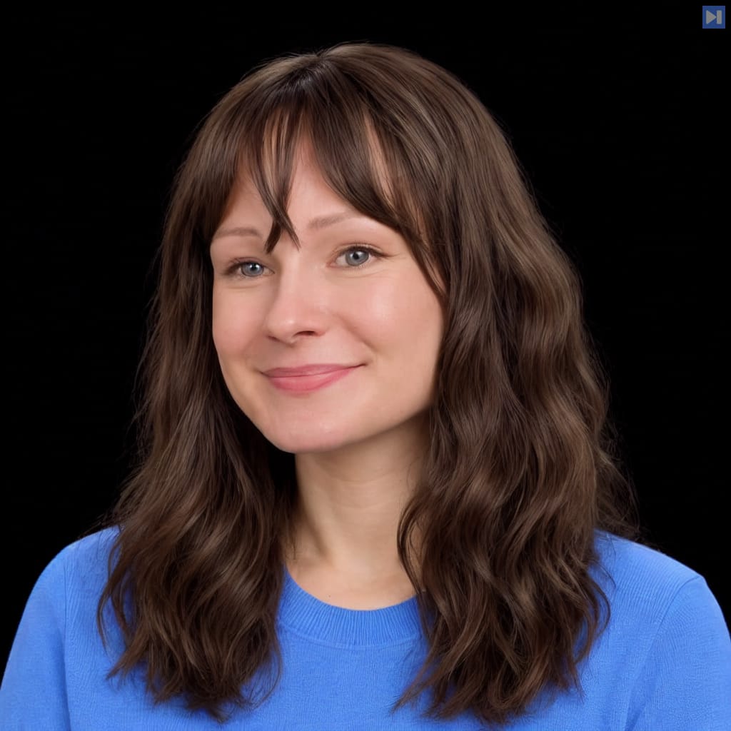 Head-and-shoulders portrait of Eve Bouffard against a black background.