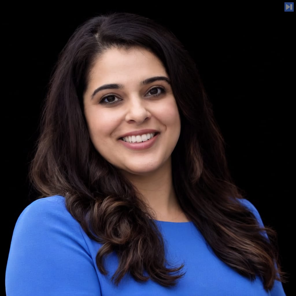 Head-and-shoulders portrait of Farah Uraizee against a black background.