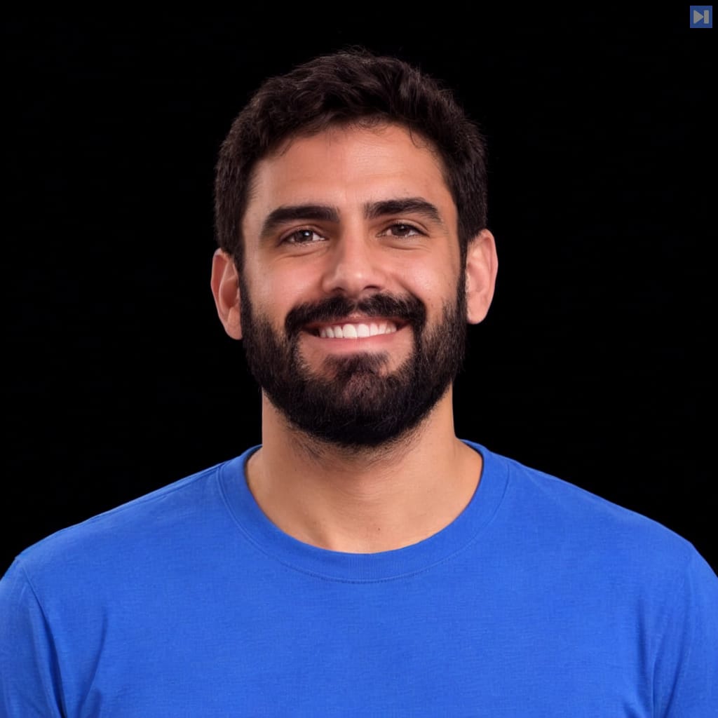 Head-and-shoulders portrait of Felippe Felisola Caso against a black background.