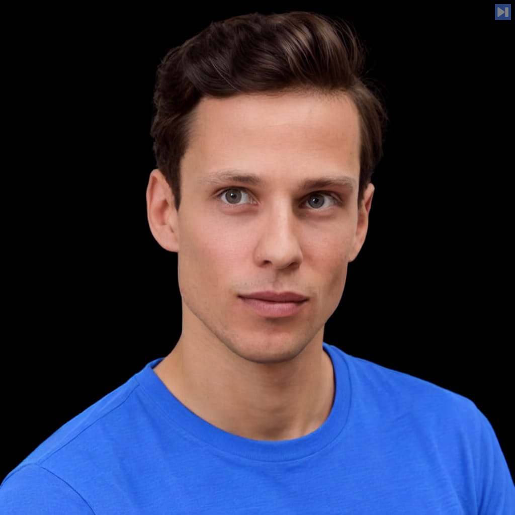 Head-and-shoulders portrait of Filip Makraduli against a black background.