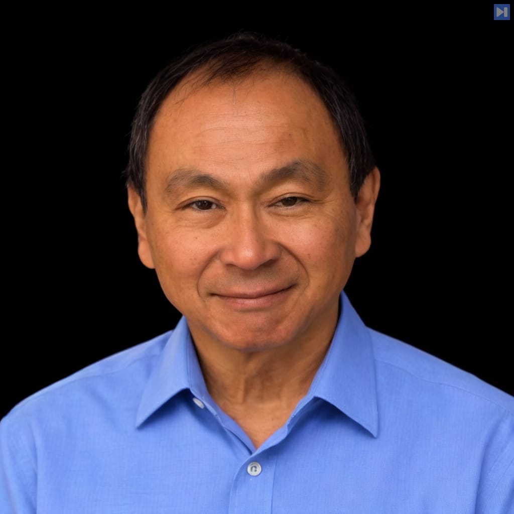 Head-and-shoulders portrait of Francis Fukuyama against a black background.