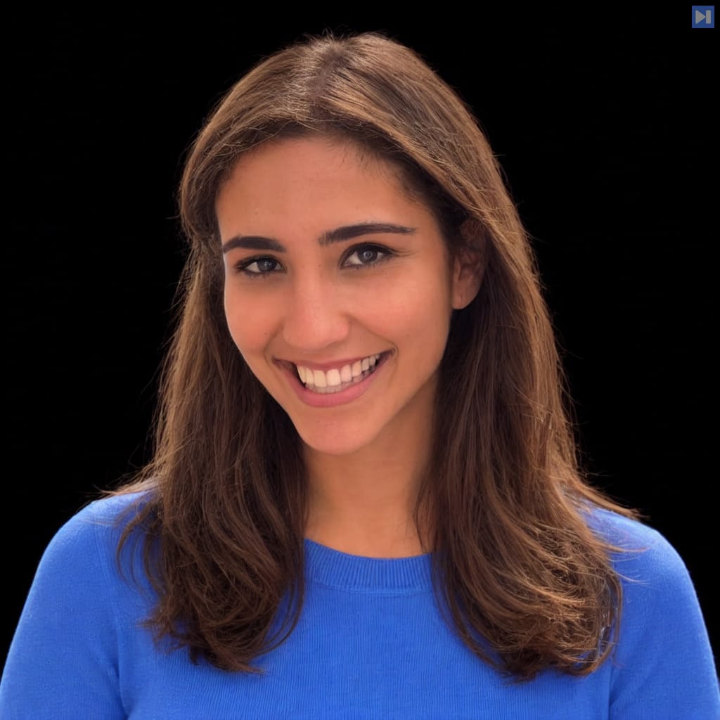 Head-and-shoulders portrait of Houda Nait El Barj against a black background.