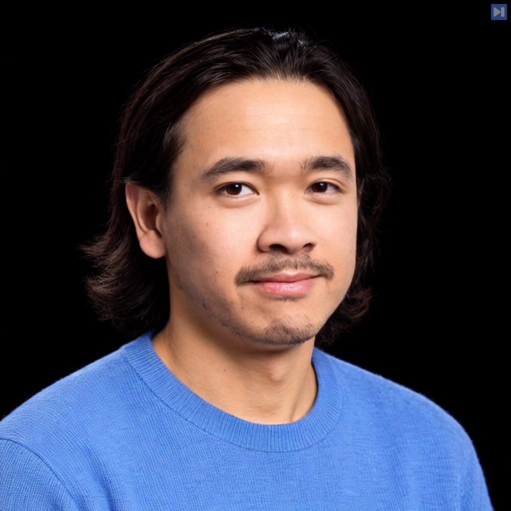 Head-and-shoulders portrait of James Le against a black background.