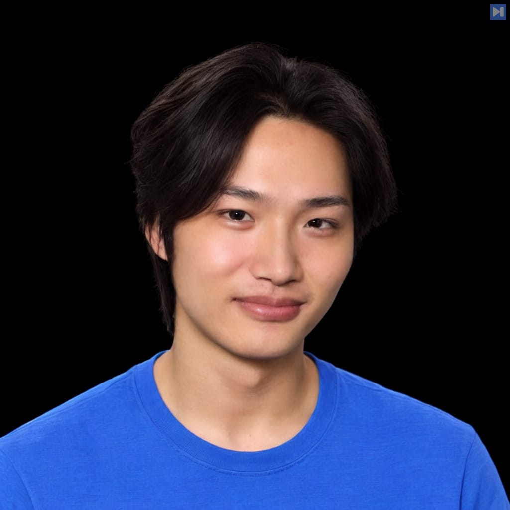 Head-and-shoulders portrait of James Shi against a black background.
