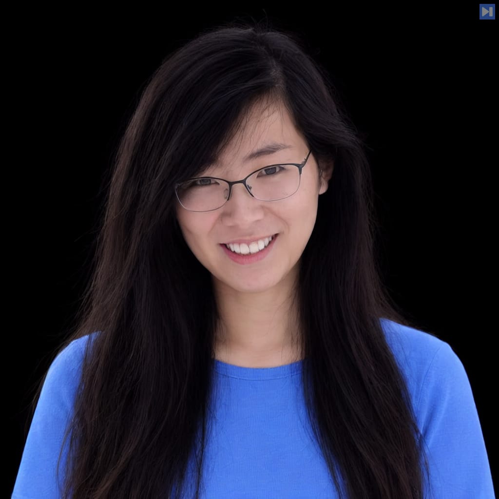 Head-and-shoulders portrait of Jennifer Zhou against a black background.