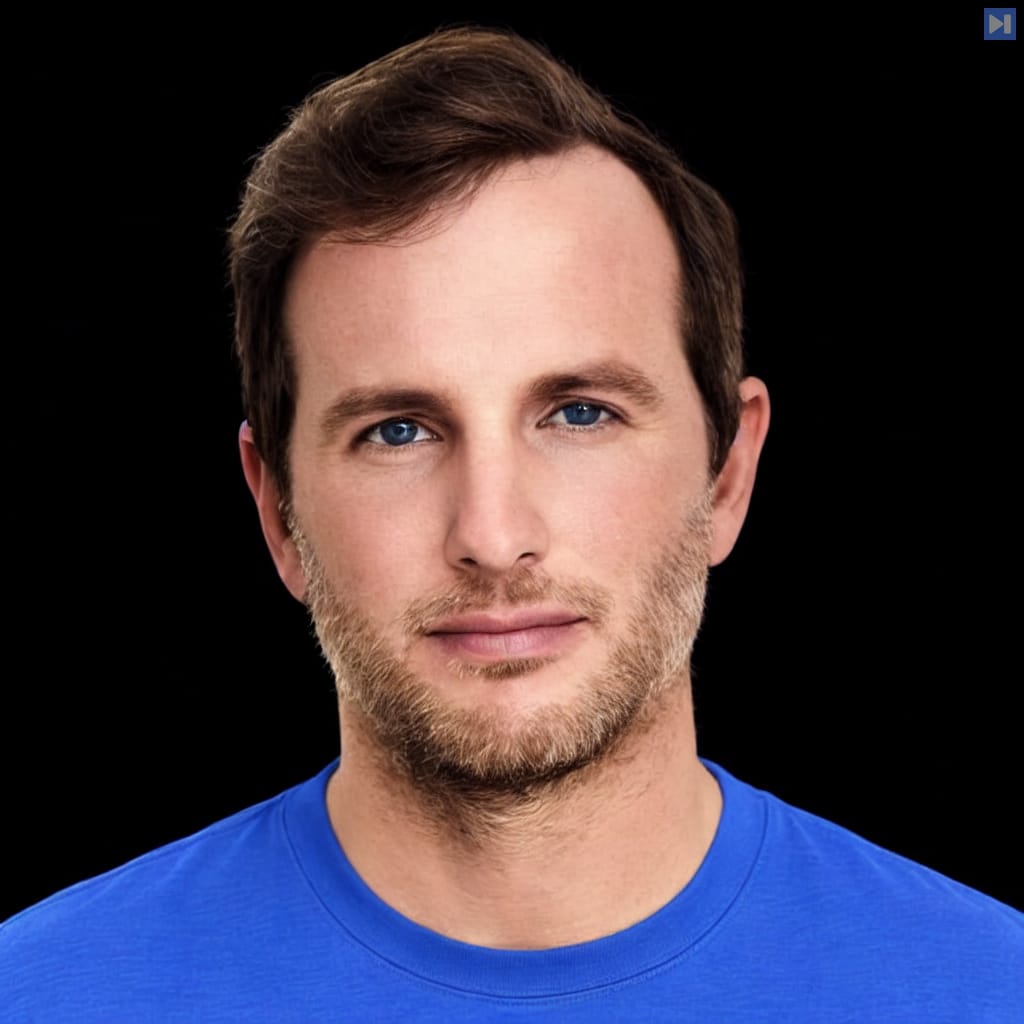 Head-and-shoulders portrait of Joe Gebbia against a black background.