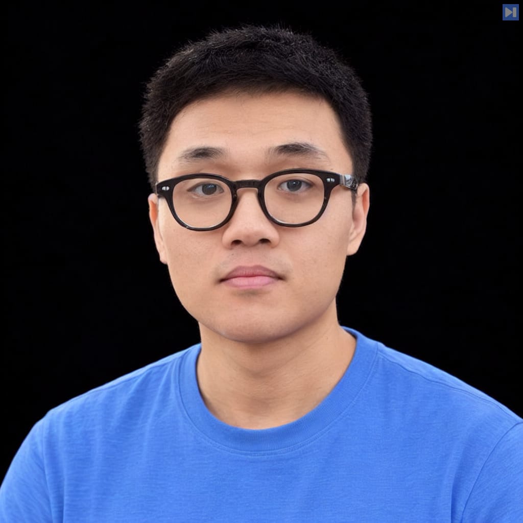 Head-and-shoulders portrait of Junyang Lin against a black background.