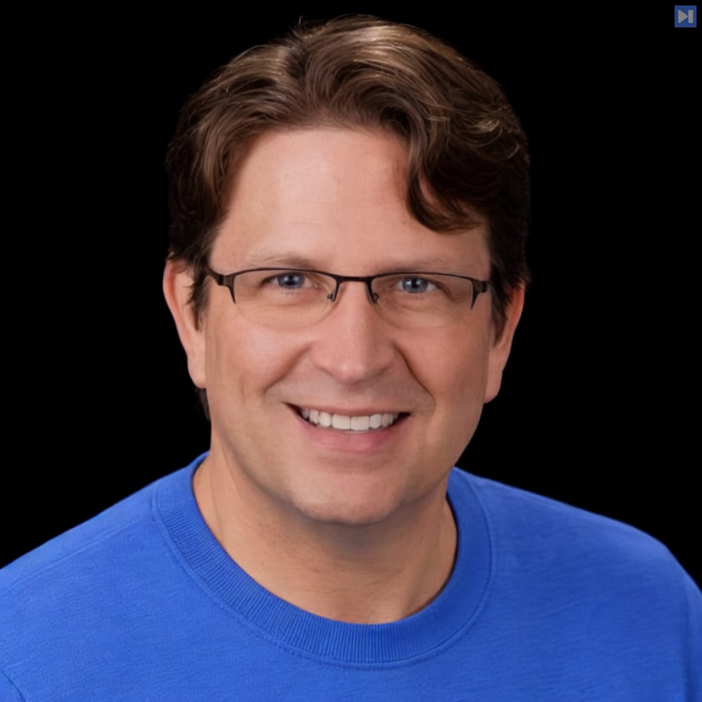 Head-and-shoulders portrait of Mark Lummus against a black background.