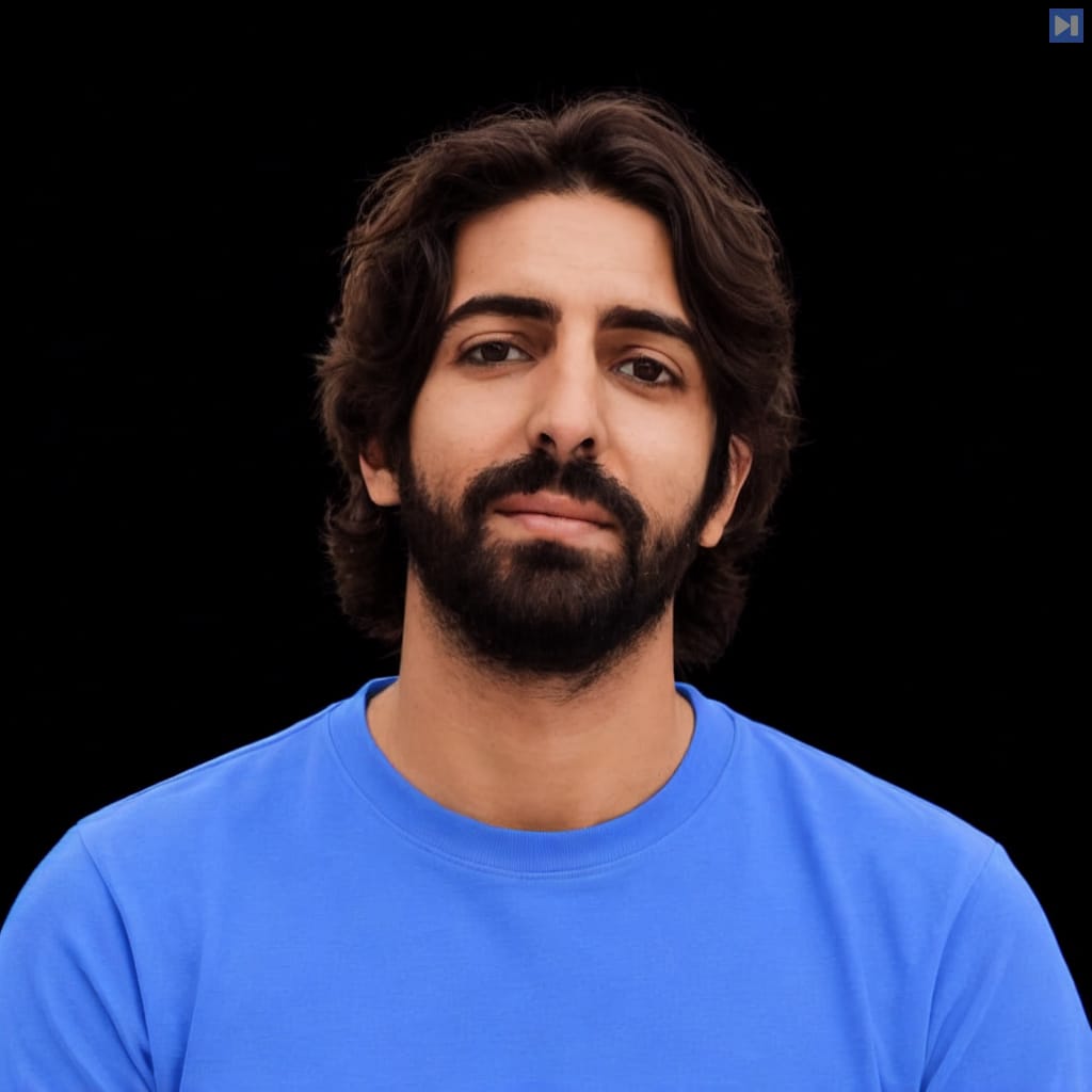 Head-and-shoulders portrait of Neil Zeghidour against a black background.