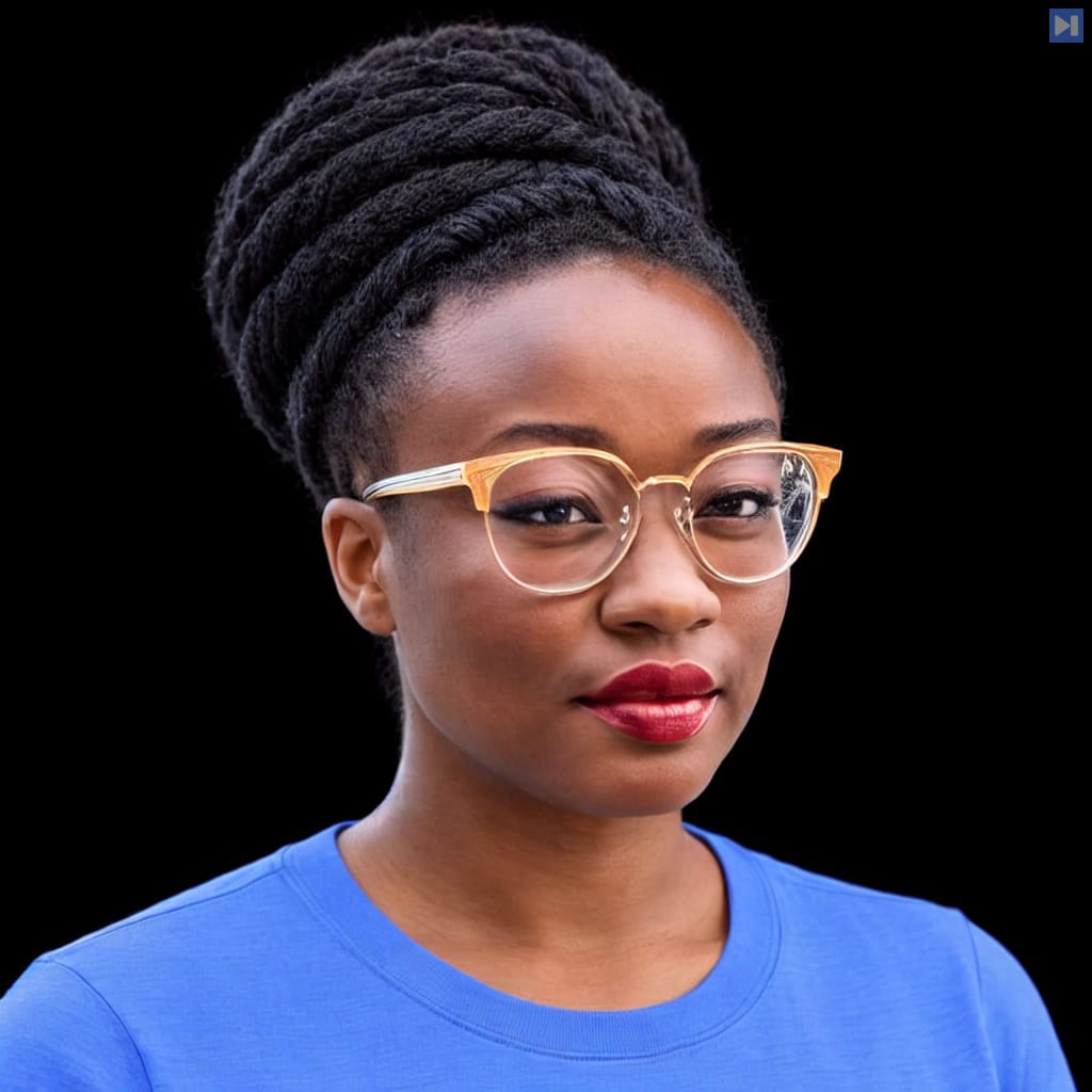 Head-and-shoulders portrait of Nyah Macklin against a black background.