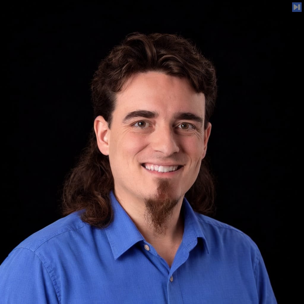 Head-and-shoulders portrait of Palmer Luckey against a black background.