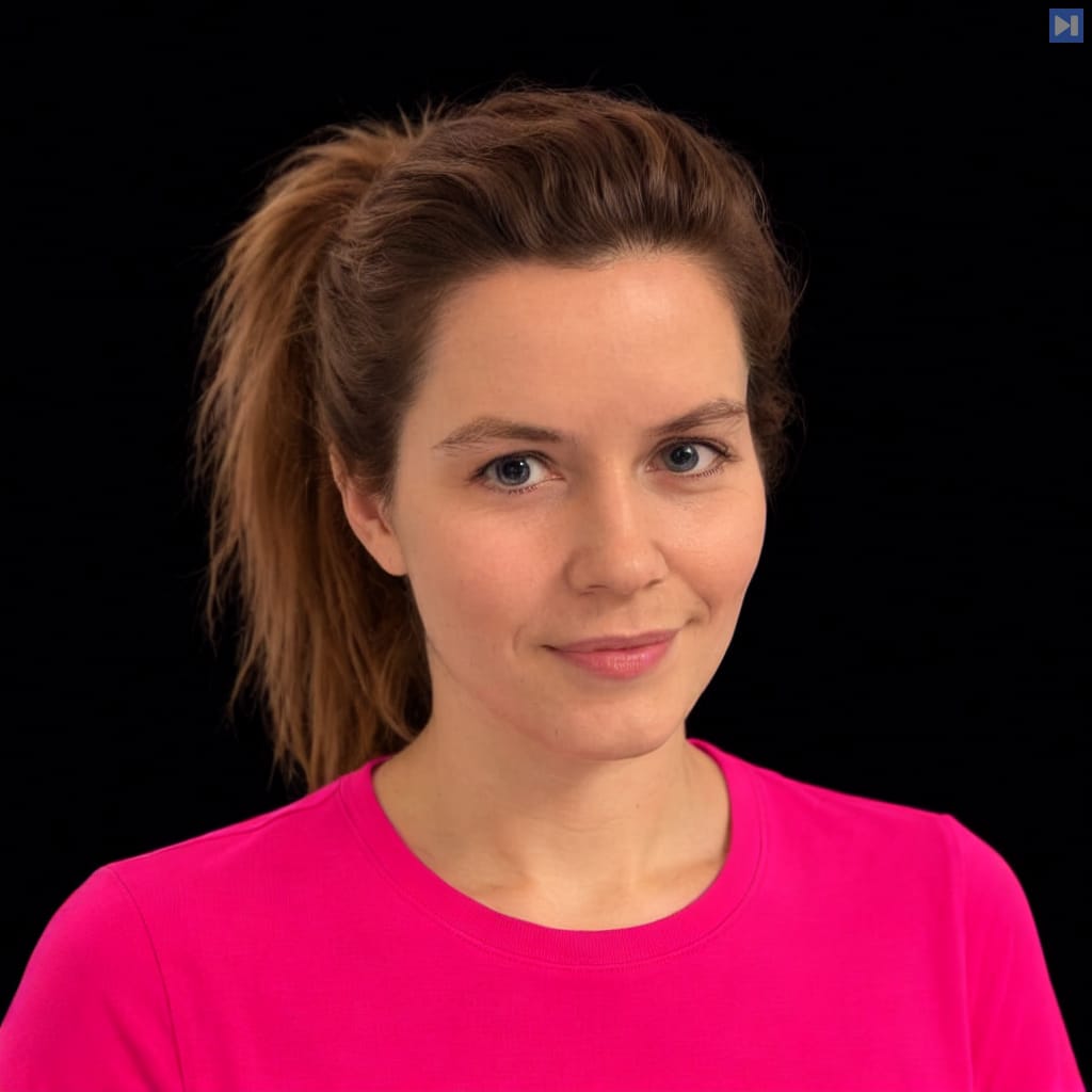 Head-and-shoulders portrait of Pamela Fox against a black background.