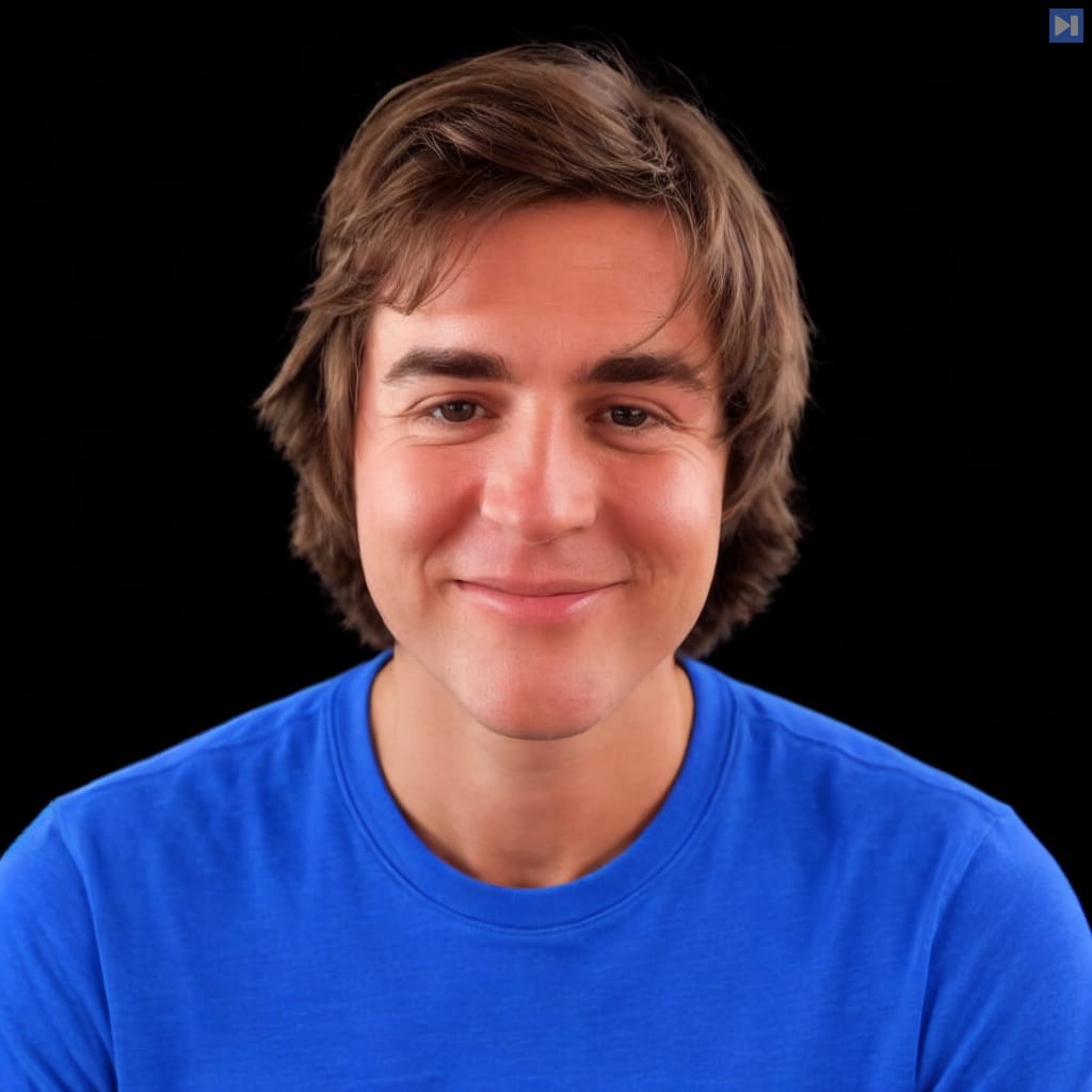 Head-and-shoulders portrait of Sam Hogan against a black background.