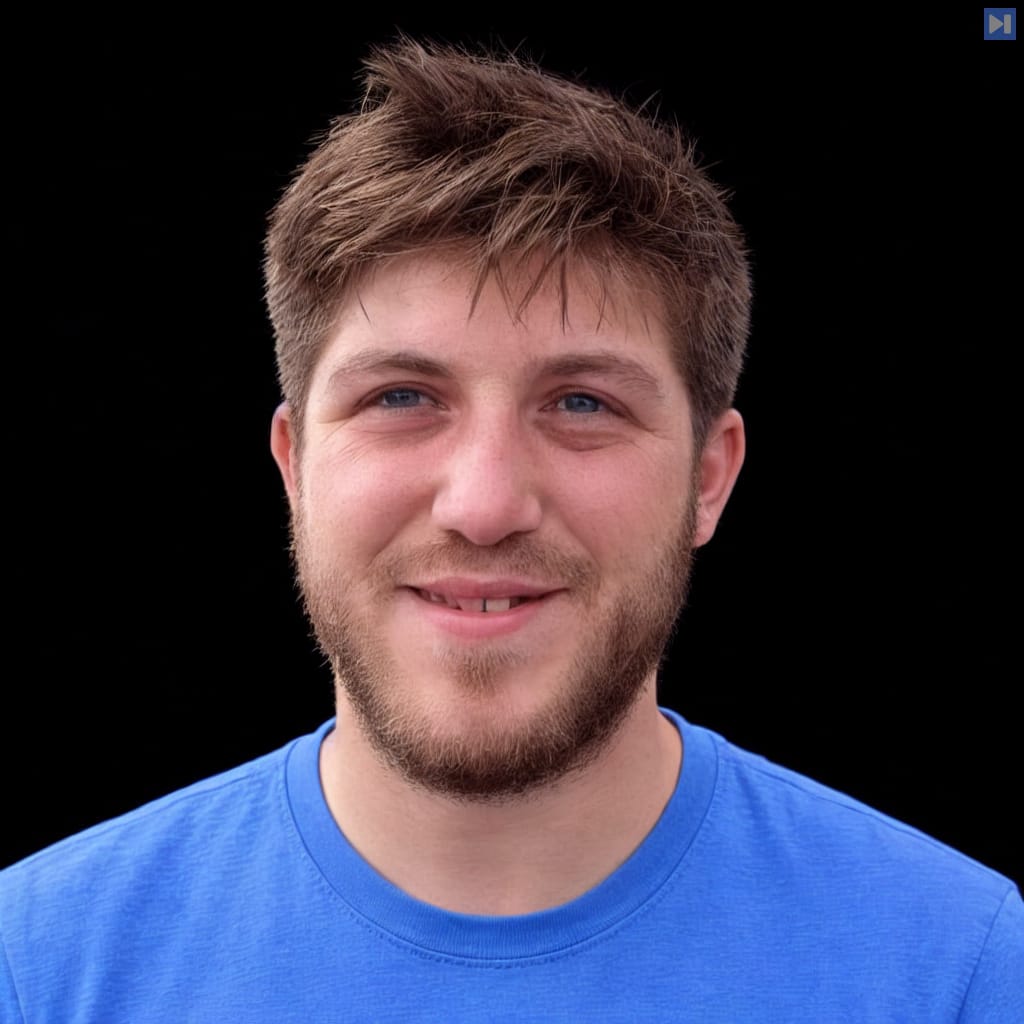 Head-and-shoulders portrait of Sam Parsons against a black background.