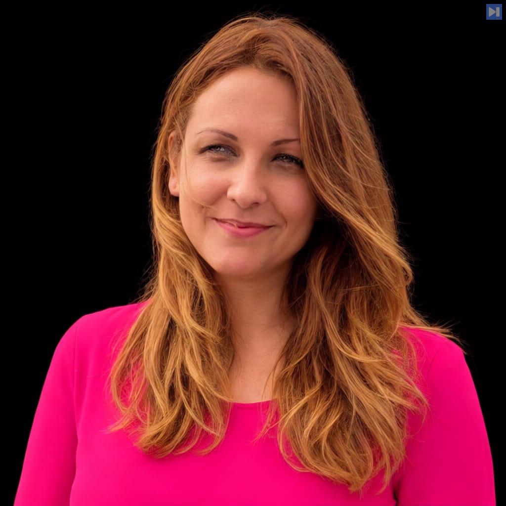 Head-and-shoulders portrait of Sanja Grbic against a black background.