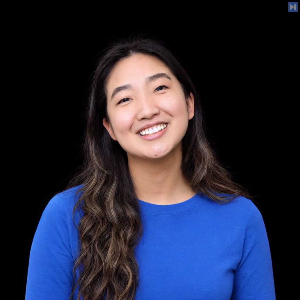 Head-and-shoulders portrait of Sarah Chieng against a black background.