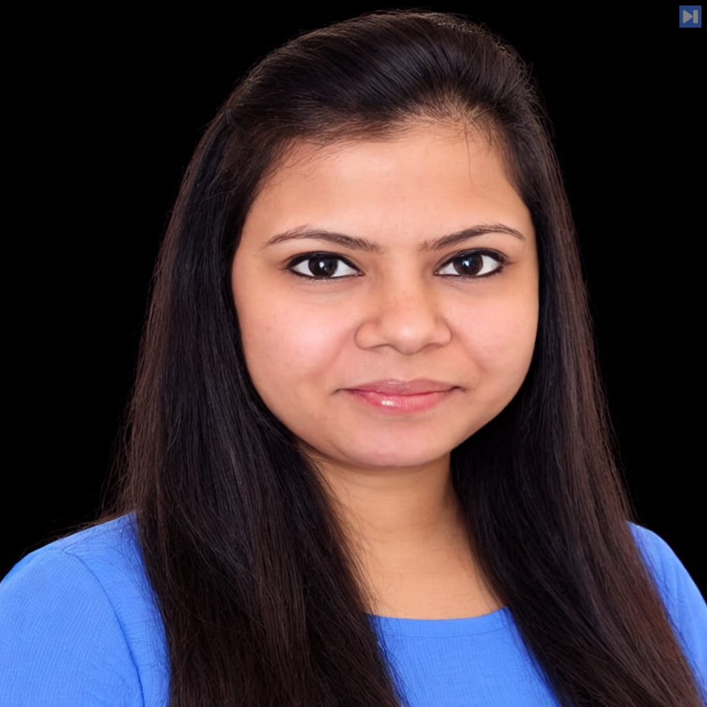 Head-and-shoulders portrait of Somya Rai against a black background.