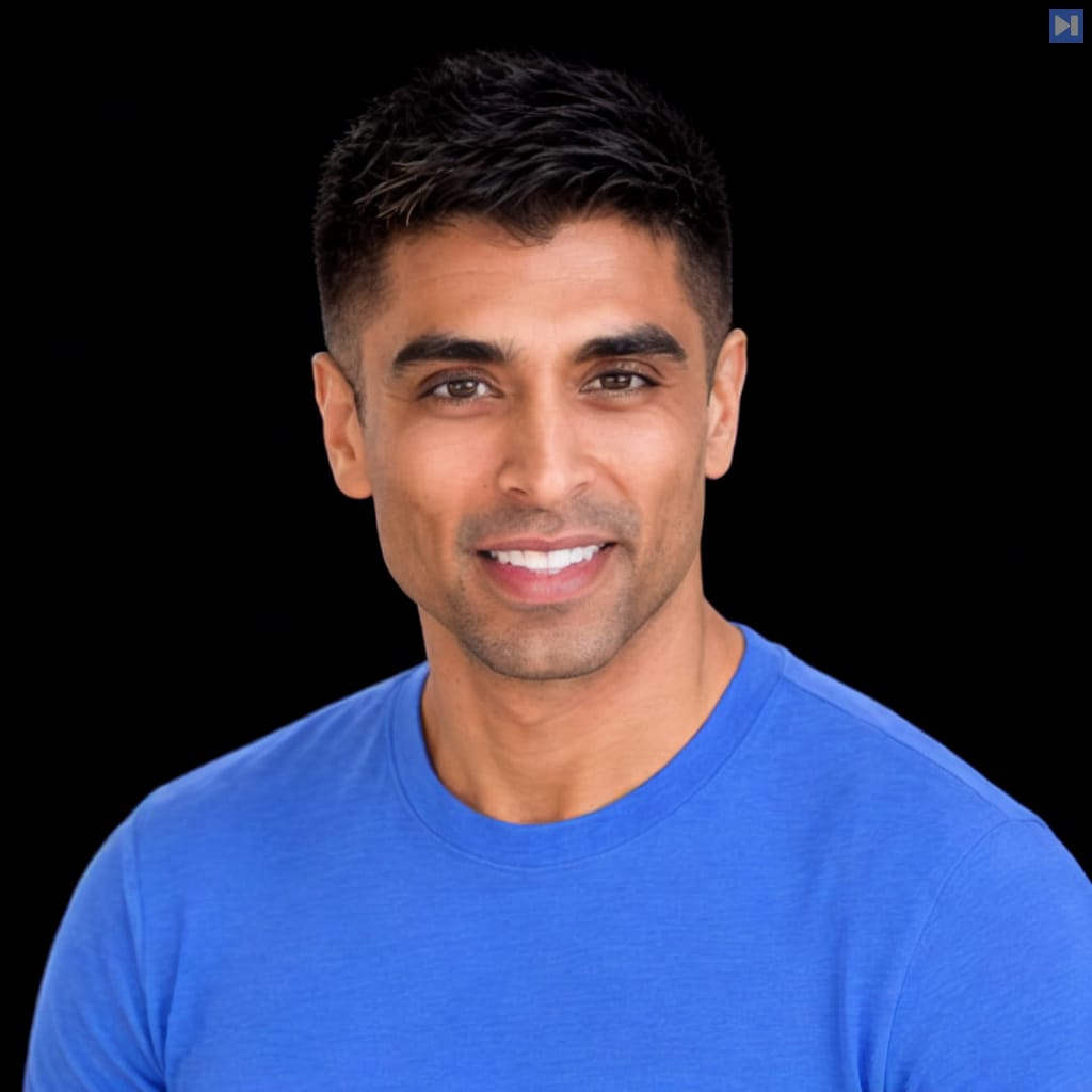 Head-and-shoulders portrait of Tejas Bhakta against a black background.