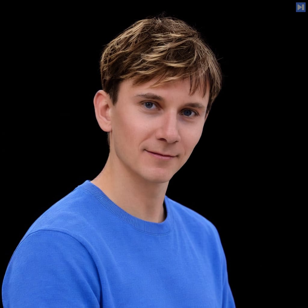Head-and-shoulders portrait of Tomek Korbak against a black background.