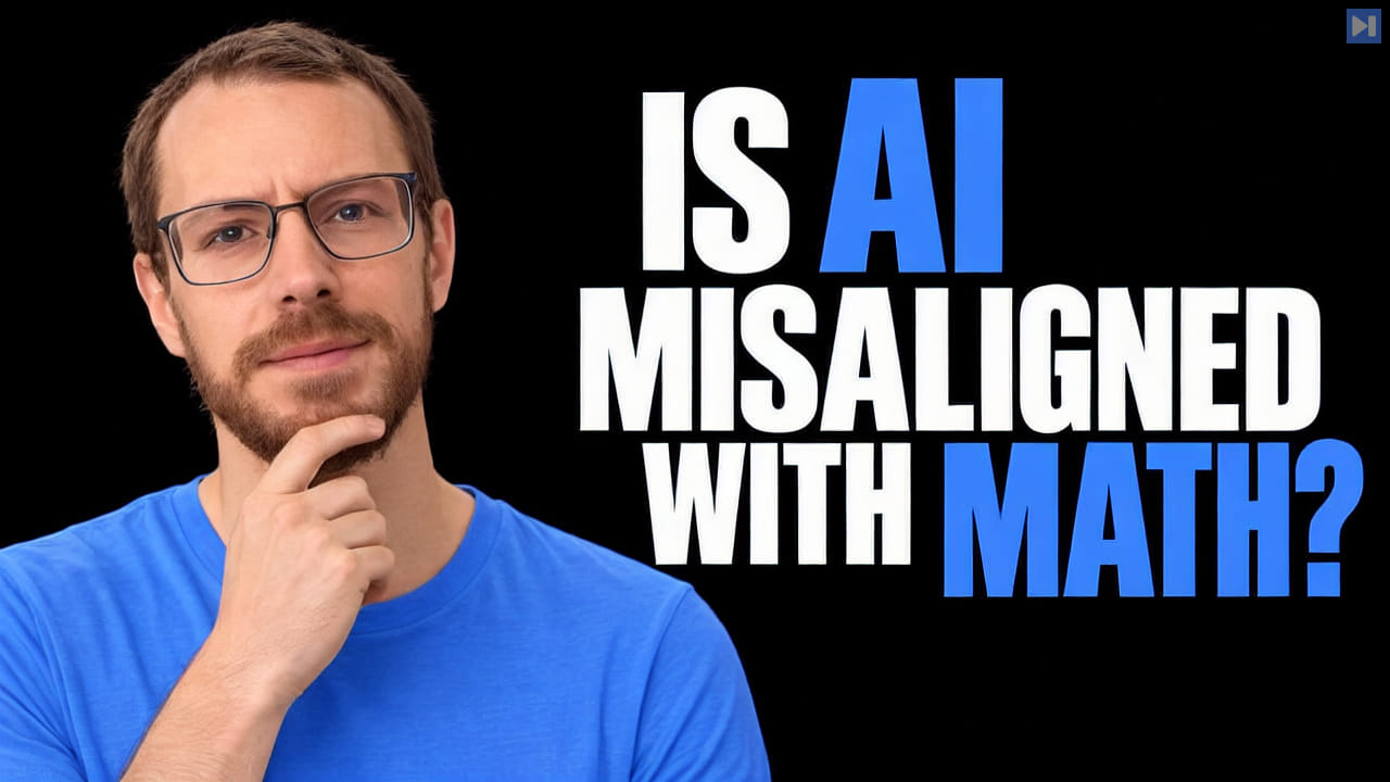 Samuel Allen Alexander beside the headline Is AI Misaligned With Math? on a black background.