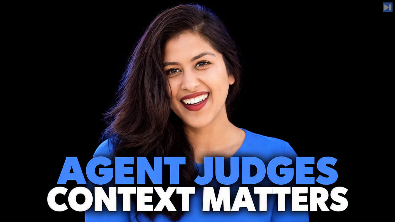 Aparna Dhinakaran against a black background beside the blue and white headline “AGENT JUDGES CONTEXT MATTERS”.