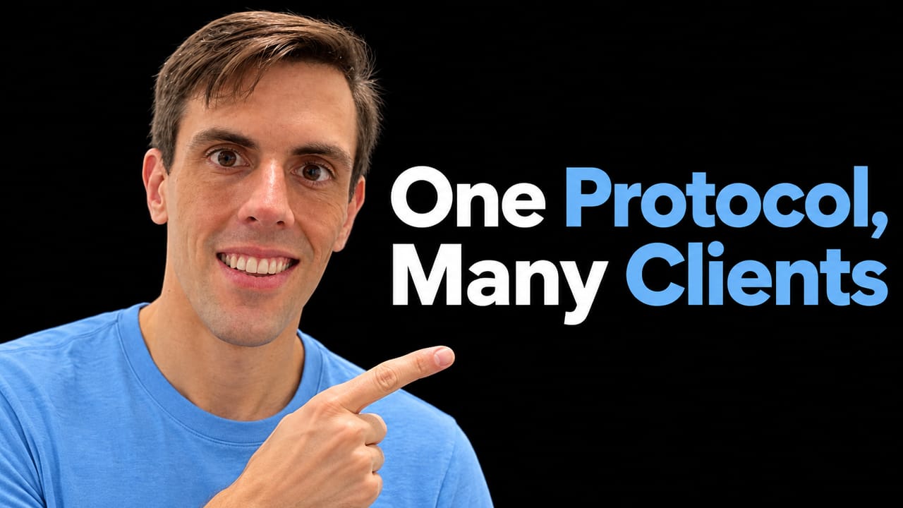 Portrait of Alex Hancock with the headline "One Protocol, Many Clients".