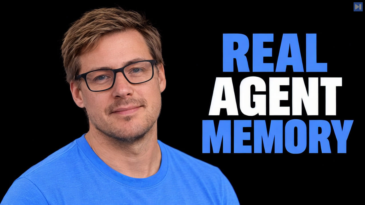 Anders Swanson in a blue shirt against black beside the blue-and-white headline REAL AGENT MEMORY.