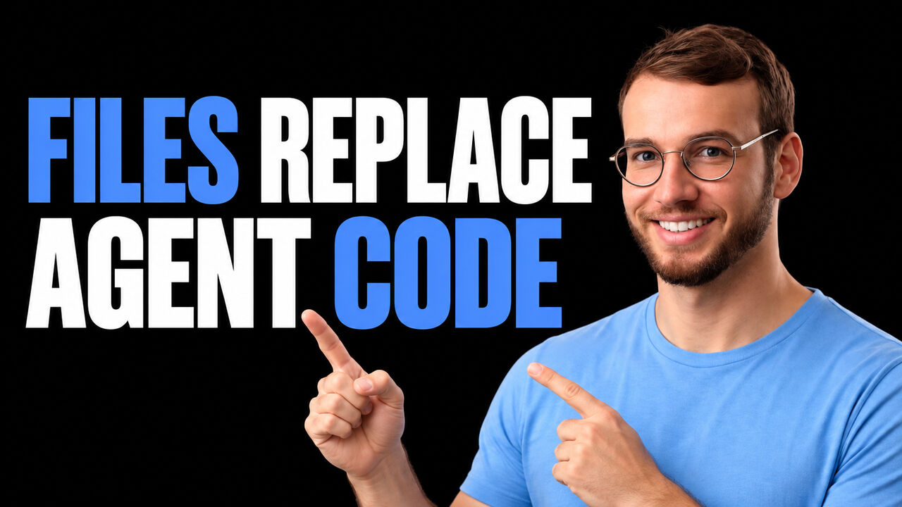 Philipp Schmid in a light attention-blue top on a black background beside the headline “FILES REPLACE AGENT CODE”.