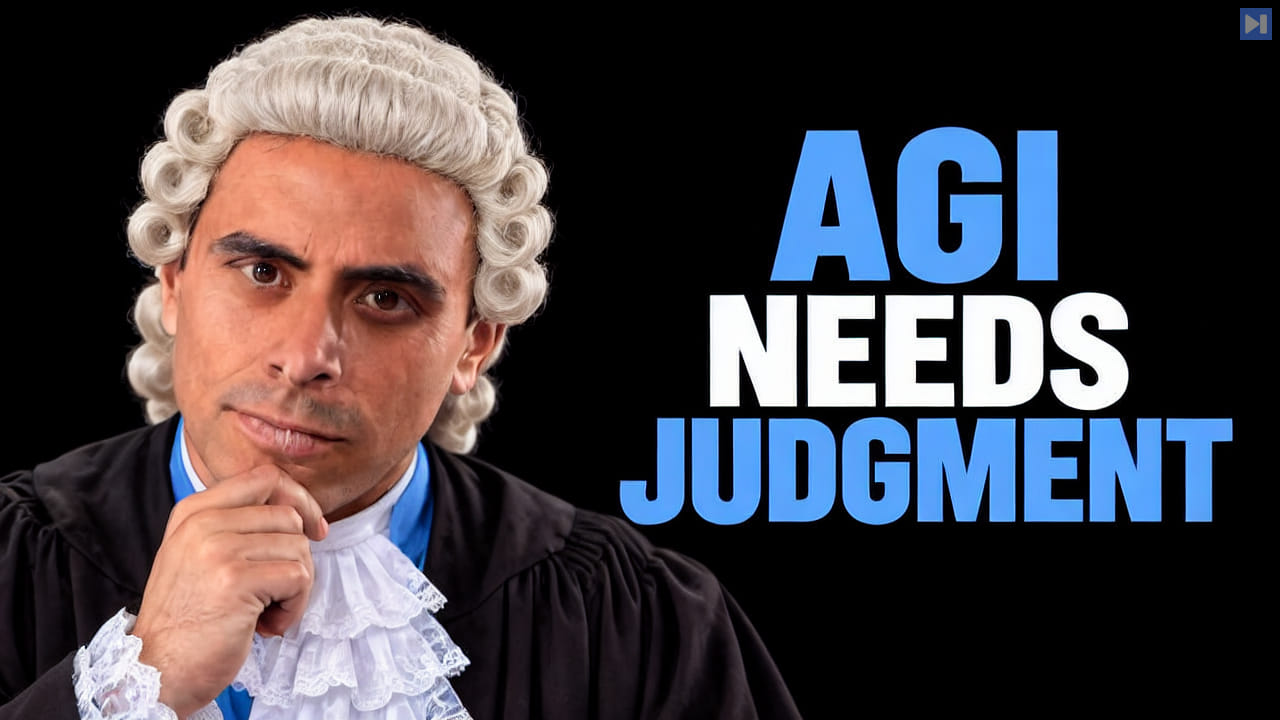 Brent A. Anders in a white judge’s wig, black robe and blue shirt with white frills, resting his chin on his hand beside AGI NEEDS JUDGMENT.