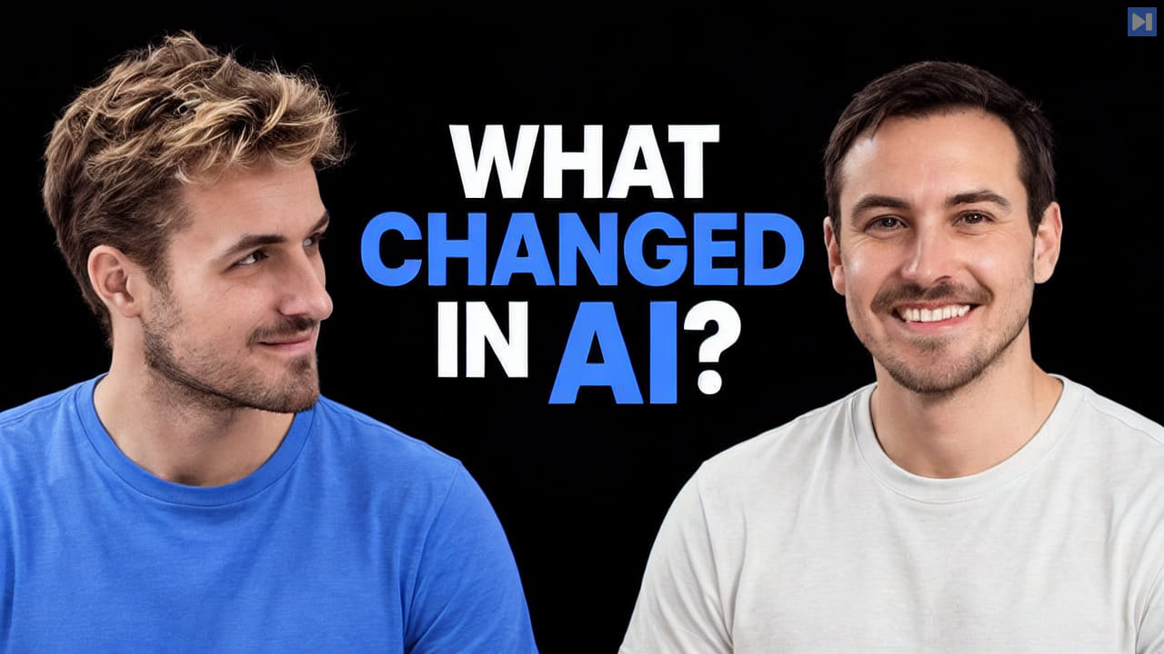 Pierce Freeman and Richard Diehl Martinez in blue and white tops against black, alongside the blue and white headline "WHAT CHANGED IN AI?".