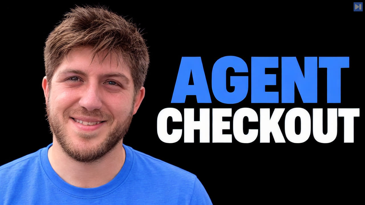 Sam Parsons beside the headline Agent Checkout on a black background.