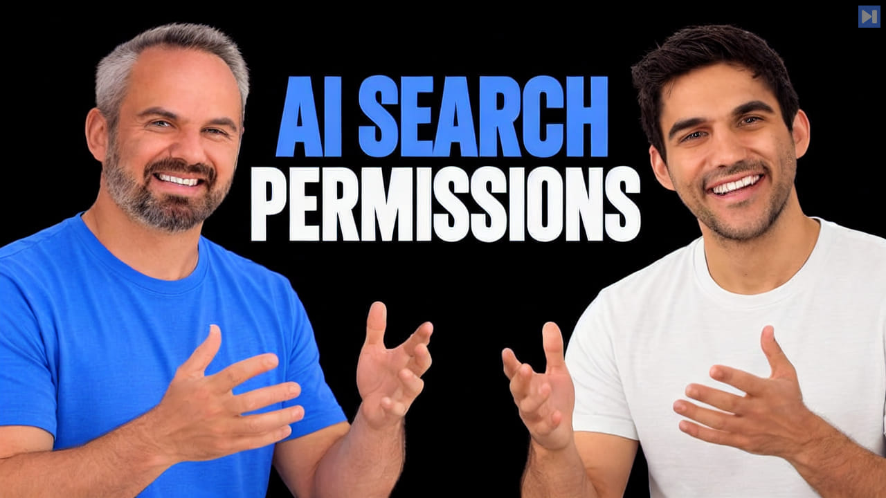 Aaron Linsky and Nikhil Benesch beside the words AI search permissions.