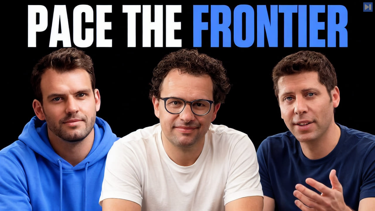 Nathaniel Whittemore with Dario Amodei and Sam Altman against a black background framing the debate over pacing frontier AI.