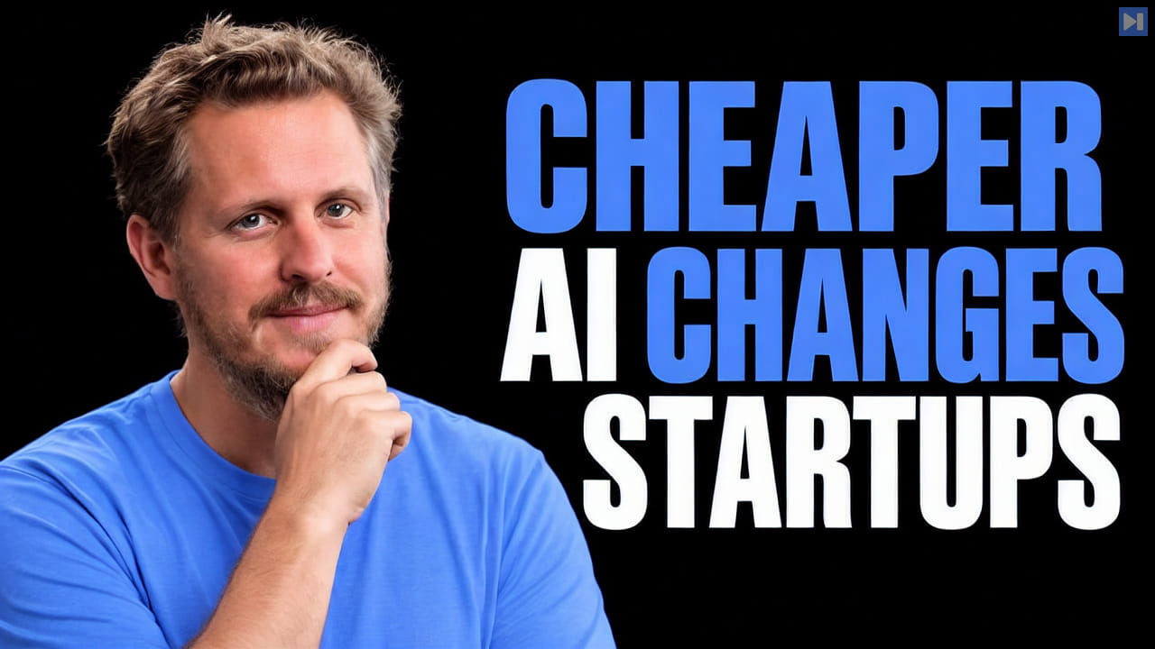 Ben Cera beside the headline Cheaper AI Changes Startups on a black background.