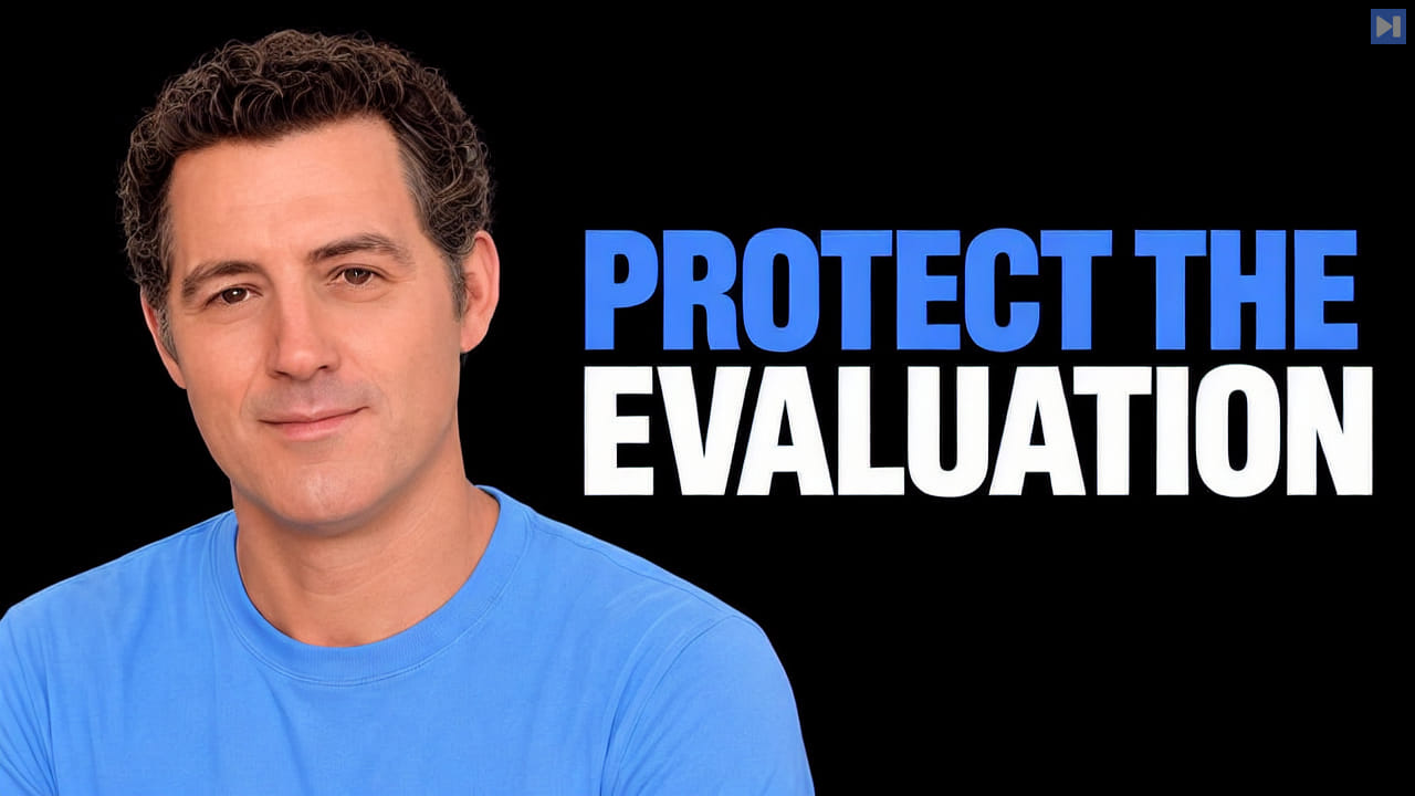 Matthew Berman beside the blue-and-white headline PROTECT THE EVALUATION on a black background.