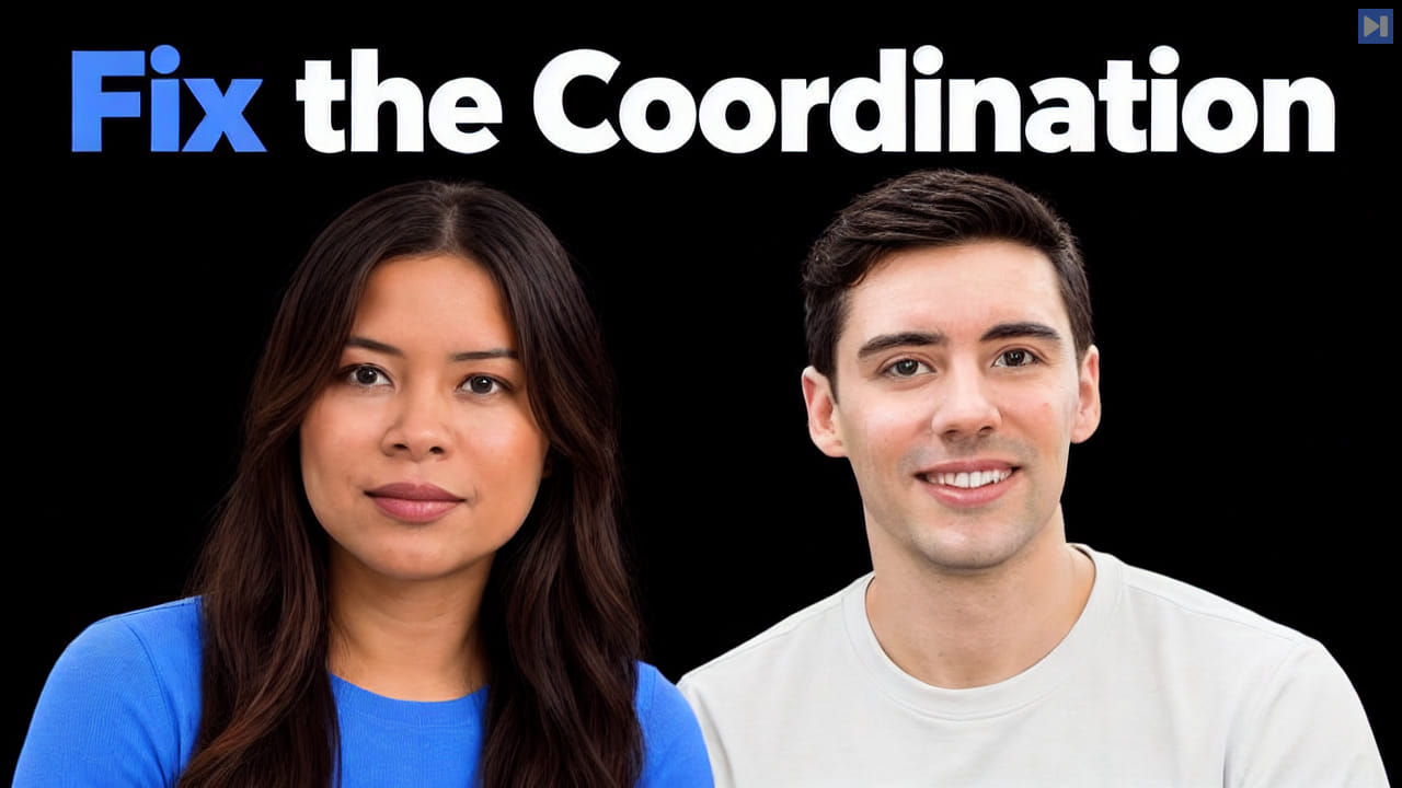 Sophia Dew and Xavier de Gracia against black beside the headline Fix the Coordination.