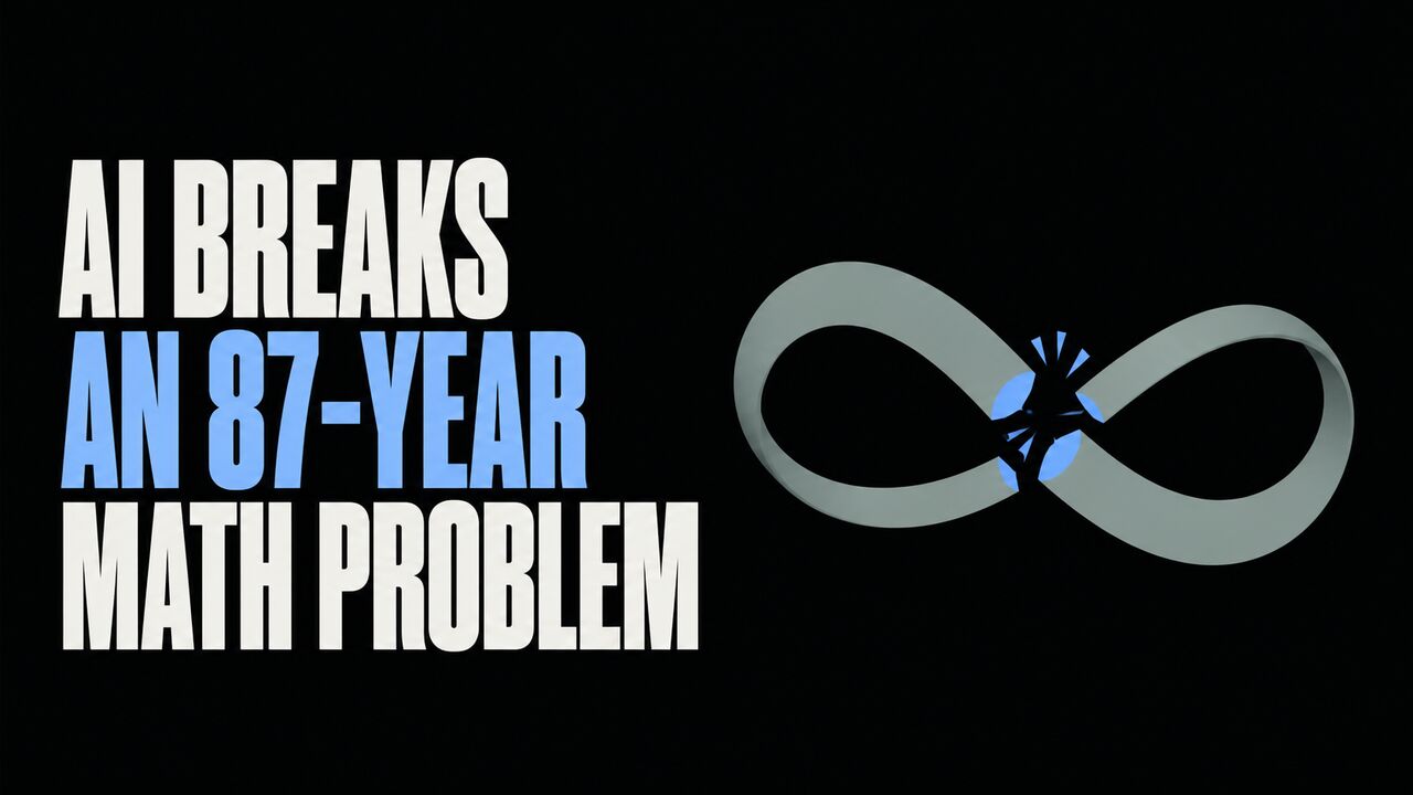Broken mathematical loop beside the words AI Breaks an 87-Year Math Problem