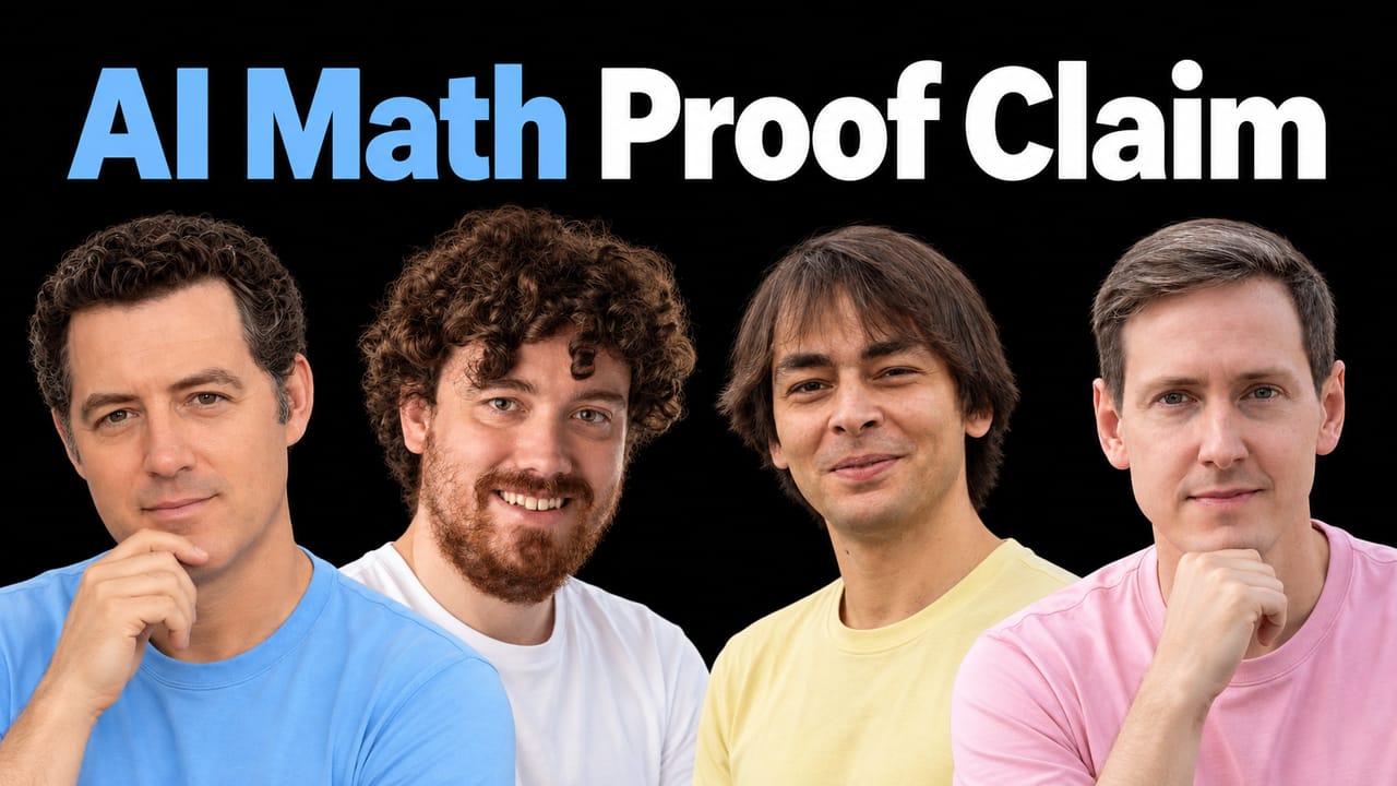 Matthew Berman, Tristan Buckmaster, Levent Alpöge and Sébastien Bubeck with the headline AI Math Proof Claim.