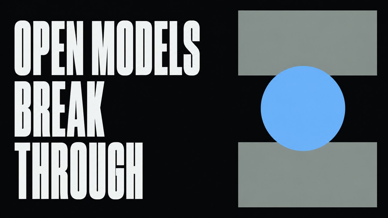 The words Open Models Break Through beside a simple circle passing between two blocks