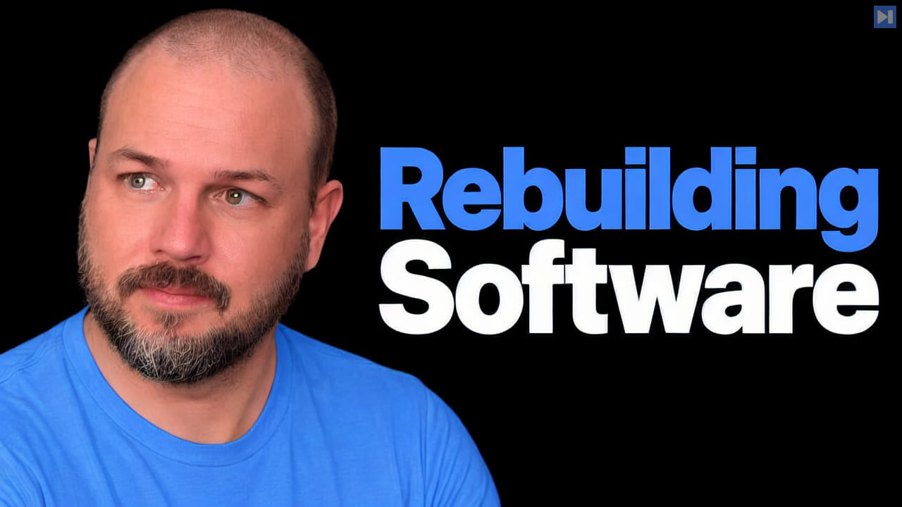 Wes Roth on black beside the blue and white headline Rebuilding Software.
