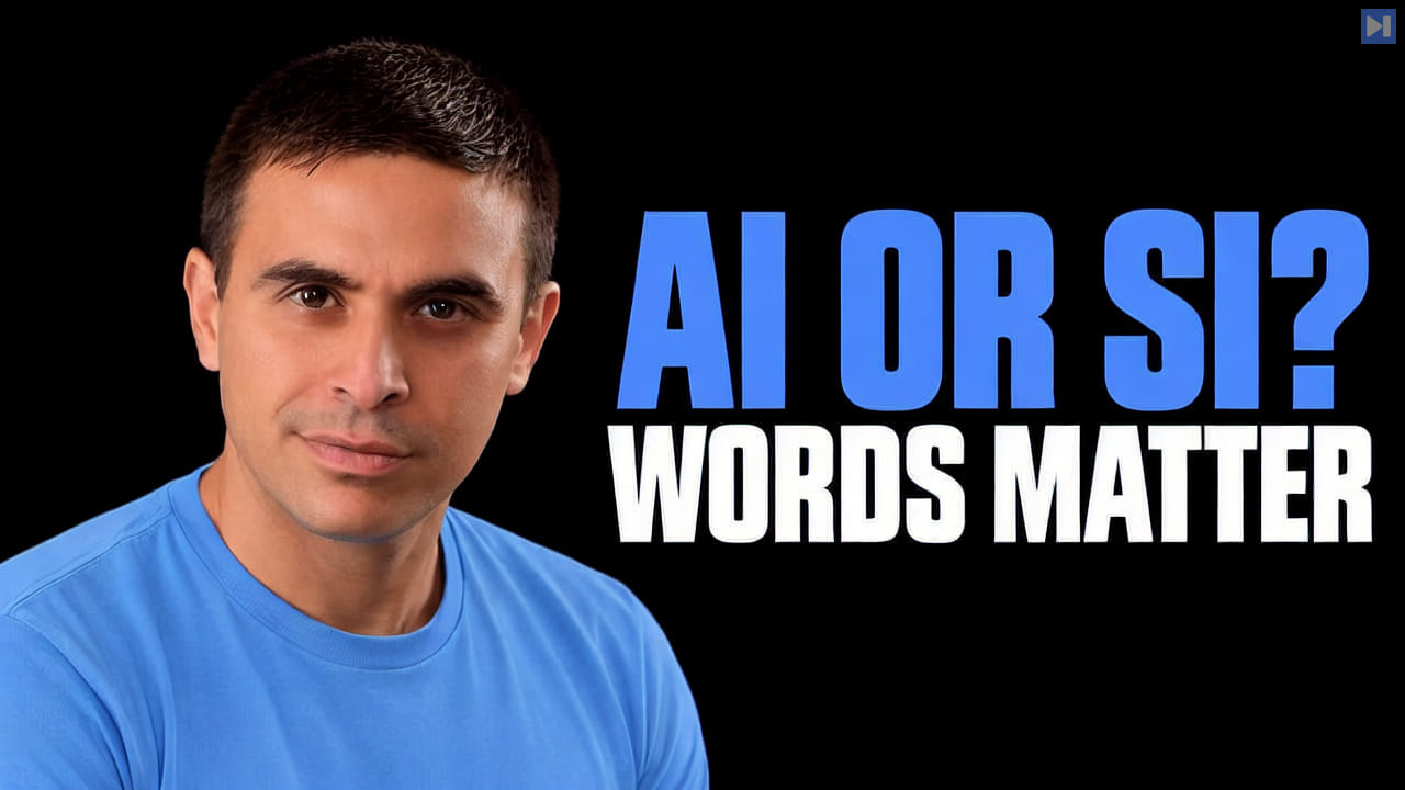 Brent A. Anders against a black background beside the blue and white headline “AI OR SI? / WORDS MATTER”.